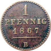 1 Pfennig - George Victor, Germany, 1855-1869 reverse image