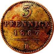 3 Pfennige - George Victor, Germany, 1855-1867 reverse image