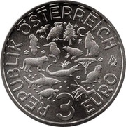 3 Euros Wolf obverse image
