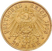 20 Mark - Frederick, Germany, 1903 reverse image