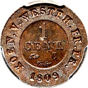 1 Centime - Jérôme Bonaparte, Germany, 1809-1812 reverse image