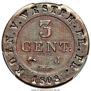 3 Centimes - Jérôme Bonaparte, Germany, 1808 reverse image