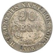 20 Centimes - Jérôme Bonaparte Pattern reverse image