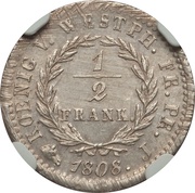 ½ Frank - Jérôme Bonaparte reverse image