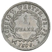 1 Frank - Jérôme Bonaparte Lead pattern, Germany, 1808 reverse image