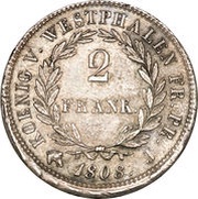 2 Franken - Jérôme Bonaparte reverse image