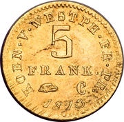 5 Franken - Jérôme Bonaparte reverse image