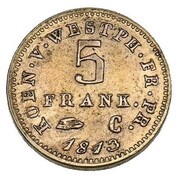 5 Franken - Jérôme Bonaparte Copper pattern reverse image