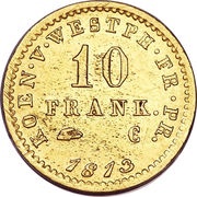 10 Franken - Jérôme Bonaparte reverse image