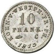 10 Franken - Jérôme Bonaparte Tin pattern strike reverse image