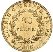 20 Franken - Jérôme Bonaparte Restrike reverse image