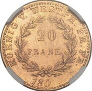20 Franken - Jérôme Bonaparte Aluminium bronze pattern reverse image