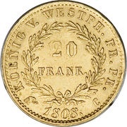 20 Franken - Jérôme Bonaparte reverse image