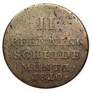 2 Pfennig - Jérôme Bonaparte, Germany, 1810 reverse image