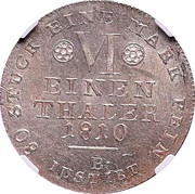 ⅙ Thaler - Jérôme Bonaparte, Germany, 1808-1813 reverse image
