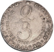 ⅔ Thaler - Jérôme Bonaparte, Germany, 1808-1810 reverse image