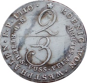 ⅔ Thaler - Jérôme Bonaparte, Germany, 1809-1810 reverse image