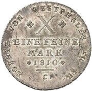 1 Thaler - Jérôme Bonaparte, Germany, 1810 reverse image