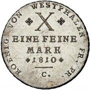 1 Thaler - Jérôme Bonaparte, Germany, 1810-1812 reverse image