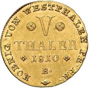 5 Thalers - Jérôme Bonaparte, Germany, 1810 reverse image