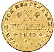 10 Thalers - Jérôme Bonaparte, Germany, 1810 reverse image
