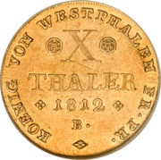 10 Thalers - Jérôme Bonaparte, Germany, 1811-1813 reverse image