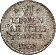⅙ Reichsthaler - Frederick Alexander, Germany, 1752-1756 reverse image