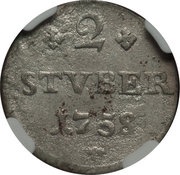 2 Stüber - John Louis Adolph, Germany, 1758 reverse image