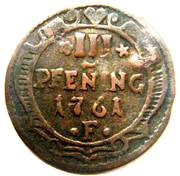 3 Pfennig - Fredrik I, Germany, 1746-1761 reverse image