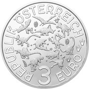 3 Euros Therizinosaurus obverse image