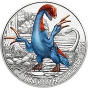 3 Euros Therizinosaurus, Austria, 2021 reverse image