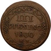 3 Pfennig - Frederick Francis, Germany, 1829-1830 reverse image