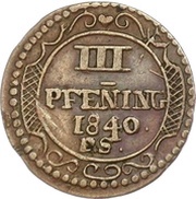3 Pfening - Paul Frederick, Germany, 1840 reverse image