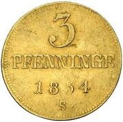 3 Pfenninge - Frederick Francis II Gold pattern strike, Germany, 1854 reverse image