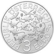 3 Euros Pachycephalosaurus obverse image