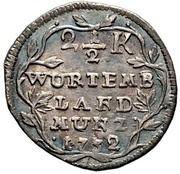 2½ Kreuzer - Eberhard Louis, Germany, 1732-1733 reverse image