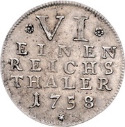 ⅙ Thaler - Charles Eugen, Germany, 1758 reverse image