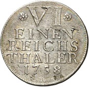 ⅙ Thaler - Charles Eugen, Germany, 1758 reverse image