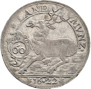 60 Kreuzer - John Frederick Kipper; Hirschgulden, Germany, 1622-1623 reverse image