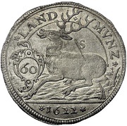 60 Kreuzer - John Frederick Kipper; Hirschgulden, Germany, 1622-1623 reverse image