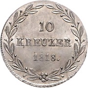 10 Kreuzers - William I, Germany, 1818 reverse image