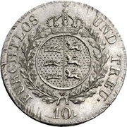 10 Kreuzers - William I, Germany, 1823 reverse image