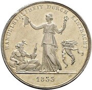 1 Thaler - William I Kronentaler; Customs Union - Pattern, Germany, 1833 reverse image