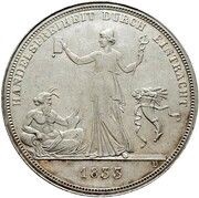 1 Thaler - William I Kronentaler; Customs Union - Pattern, Germany, 1833 reverse image