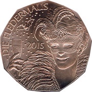 5 Euros New Year: Operetta Bat and the Ball, Austria, 2015 reverse image