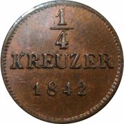 ¼ Kreuzer - William I, Germany, 1842-1856 reverse image