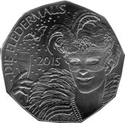5 Euros New Year: Operetta Bat and the Ball, Austria, 2015 reverse image