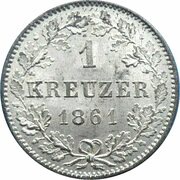 1 Kreuzer - William I, Germany, 1858-1864 reverse image