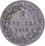 6 Kreuzers - William I, Germany, 1842-1856 reverse image