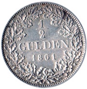 ½ Gulden - William I, Germany, 1858-1864 reverse image